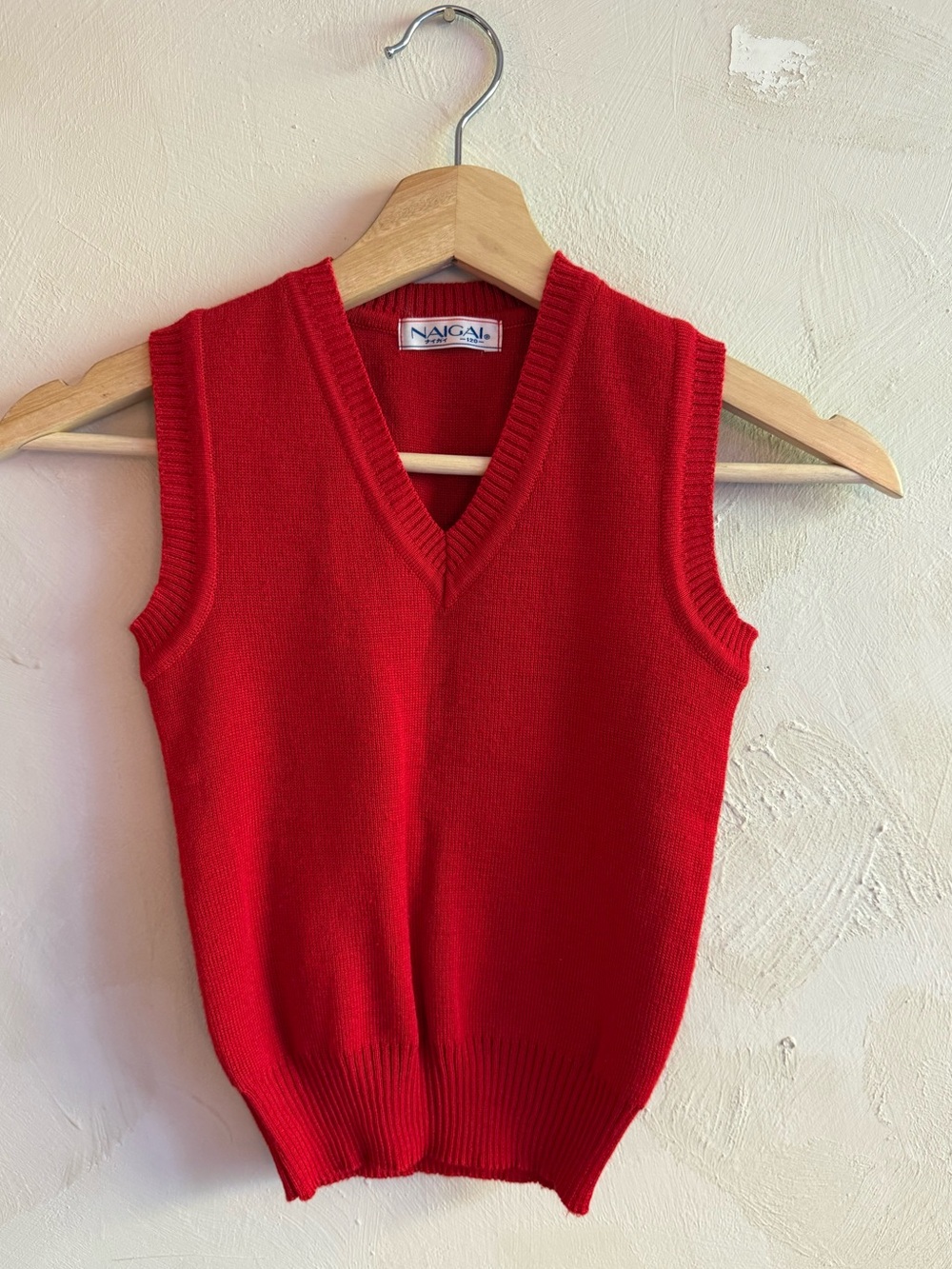 Naigai | Vintage Red Knit | Sweater Vest | Kids Size 6/6X | Japan